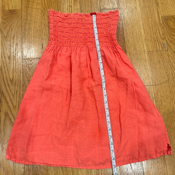 Juicy Couture - Y2K - Linen Strapless Dress - Bright Coral/Orange - Size L - Picture 3 of 7